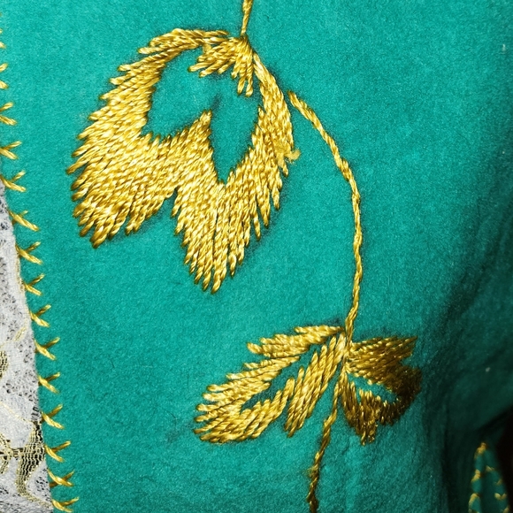 Vintage 1970s Golden Silk Thread Embroidered Wool Vest - Picture 10 of 14